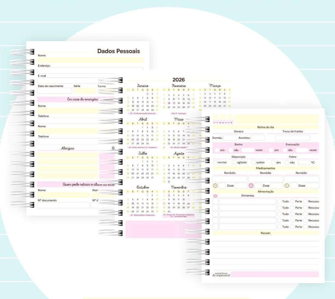 Agenda Escolar - 2 dias por páginas