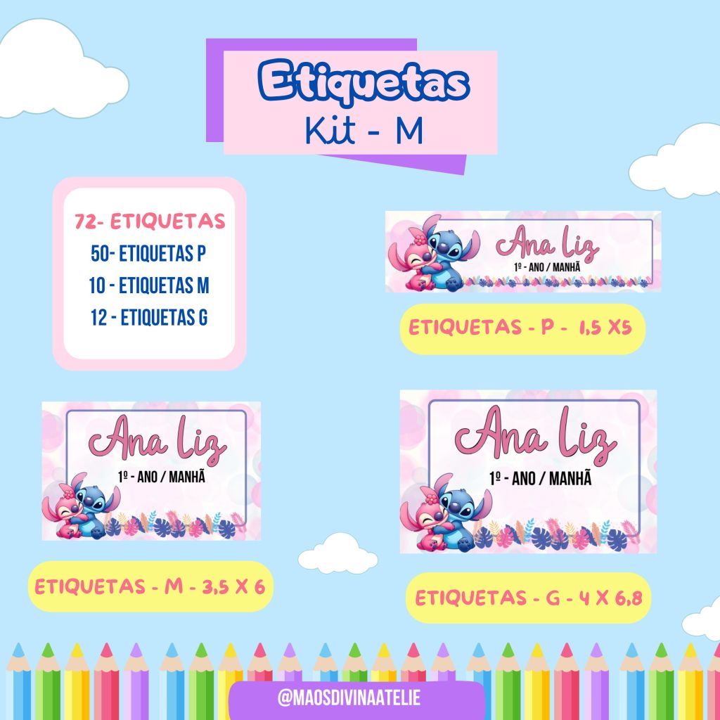 Etiquetas escolares - kit M